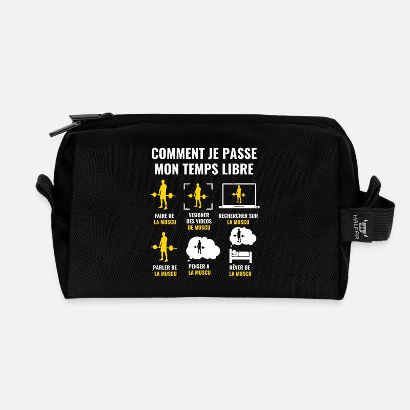 HOW I SPEND MY FREE TIME - strength training - Recycled Toiletry Zip Bag - black