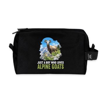 Alpine Goat Bergziegen Bergziege - Recycelte Kulturtasche - Schwarz - Vorne