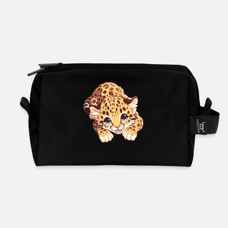 Leoparden Leopard - Recycelte Kulturtasche - Schwarz