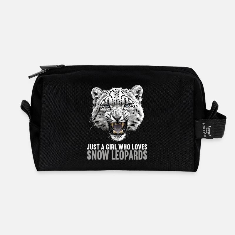 Snow Leopard Schneeleoparden Schneeleopard - Recycelte Kulturtasche - Schwarz