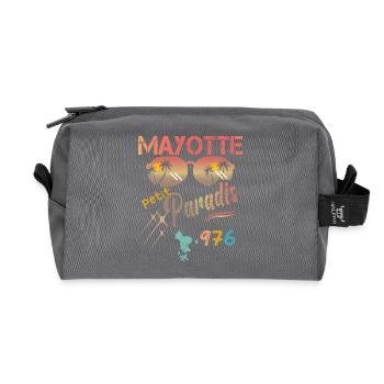 idee cadeau design graphique carte de Mayotte 976 - Trousse de toilette en tissu recyclé - anthracite - Devant