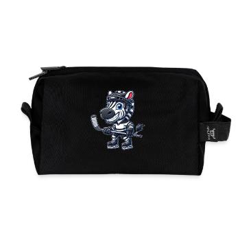 Cooles Zebra Eishockey Eishockeyspieler - Recycelte Kulturtasche - Schwarz - Vorne