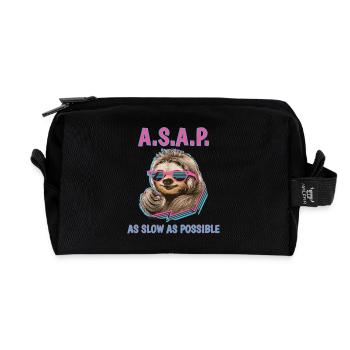 Chill Sloth A.S.A.P. As Slow As Possible Funny - Recycled Toiletry Zip Bag - black - Front