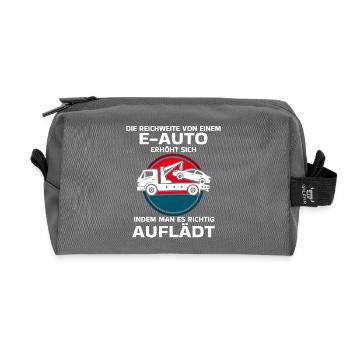 Elektroauto Laden Humor - Recycelte Kulturtasche - Anthrazit - Vorne