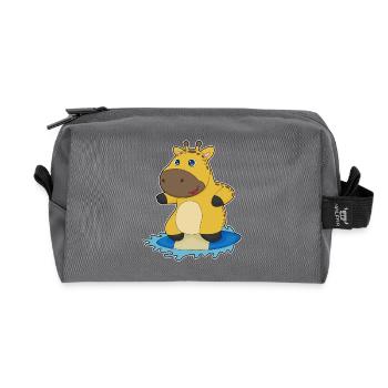 Giraffe Surfen Surfbrett Sommer - Recycelte Kulturtasche - Anthrazit - Vorne