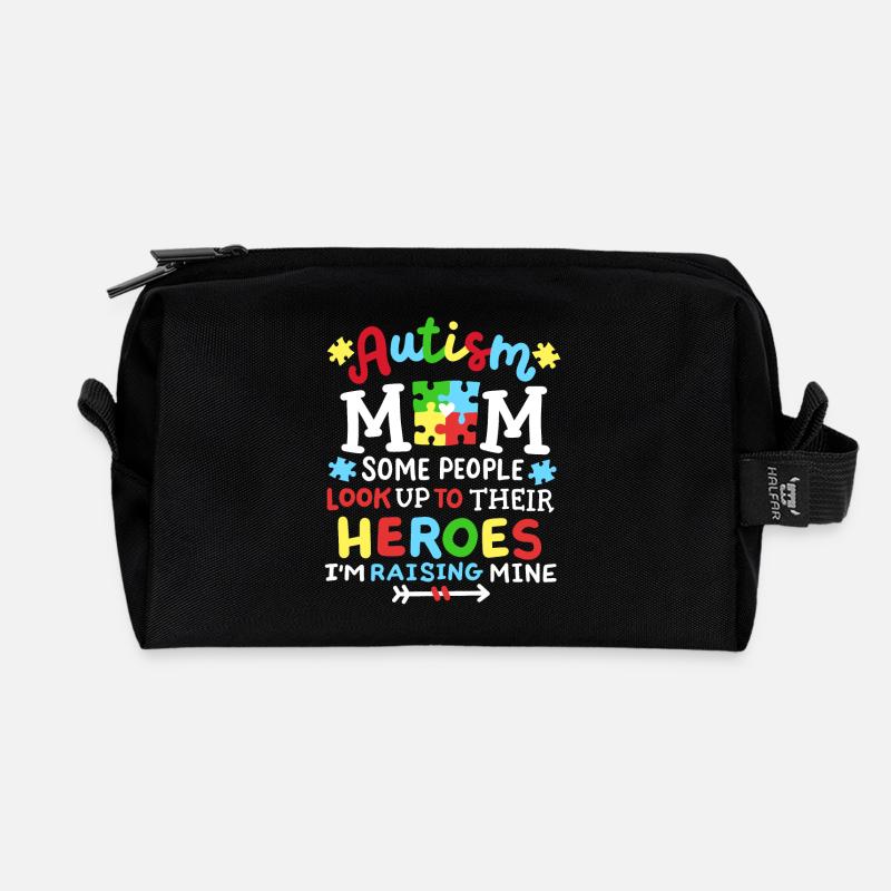 Autismus Mama Autismus Bewusstsein - Recycelte Kulturtasche - Schwarz