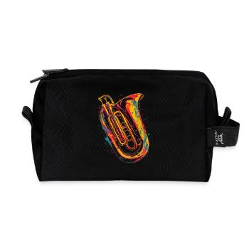 Tuba Graphic - Recycled Toiletry Zip Bag - black - Front