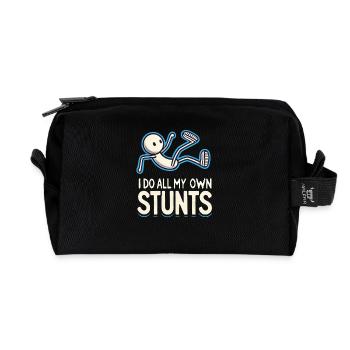 Funny Stuntman Parcours Saying Stunts Kids - Recycled Toiletry Zip Bag - black - Front