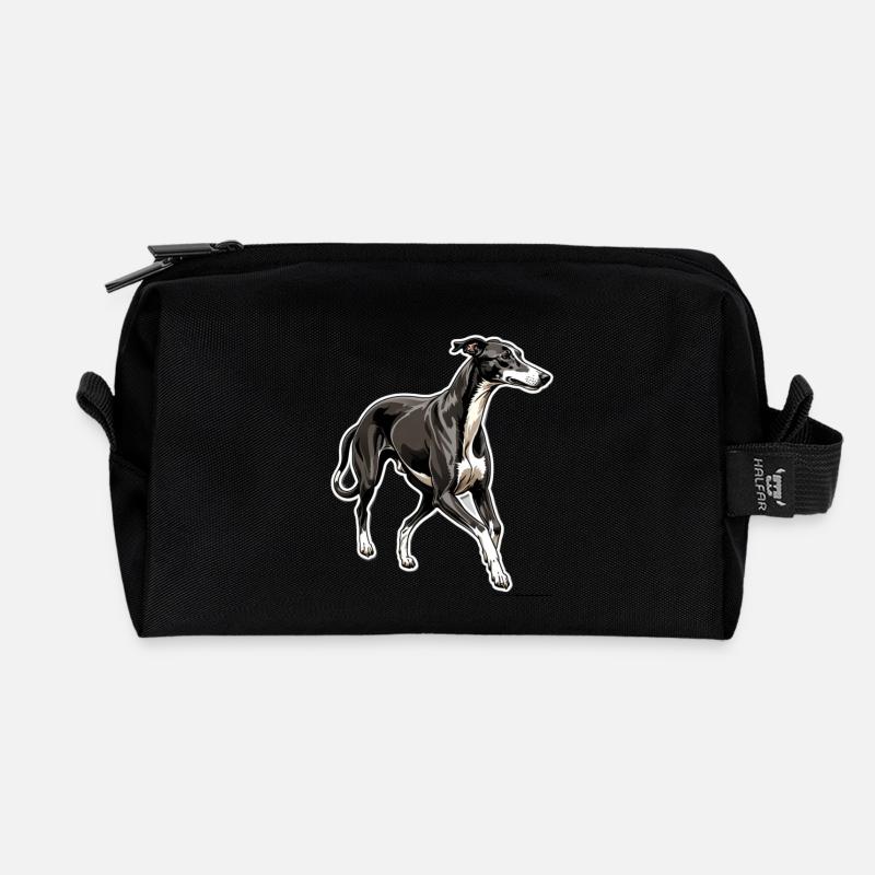 Windhund Silhouette Elegante Kontur - Recycelte Kulturtasche - Schwarz
