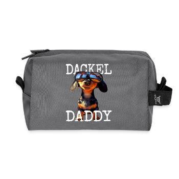 Dackel Daddy Dachshund Dad Wiener Papa Vatertag - Recycelte Kulturtasche - Anthrazit - Vorne