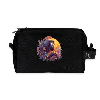 Baboon Paviane Pavian - Recycled Toiletry Zip Bag - black - Front