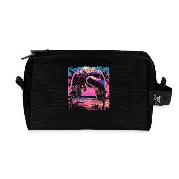 Boxing Gloves Retrowave - Recycled Toiletry Zip Bag - black - Front