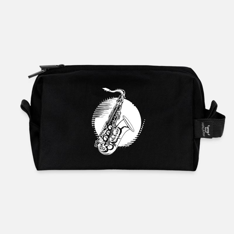 Saxophon Grafik - Recycelte Kulturtasche - Schwarz