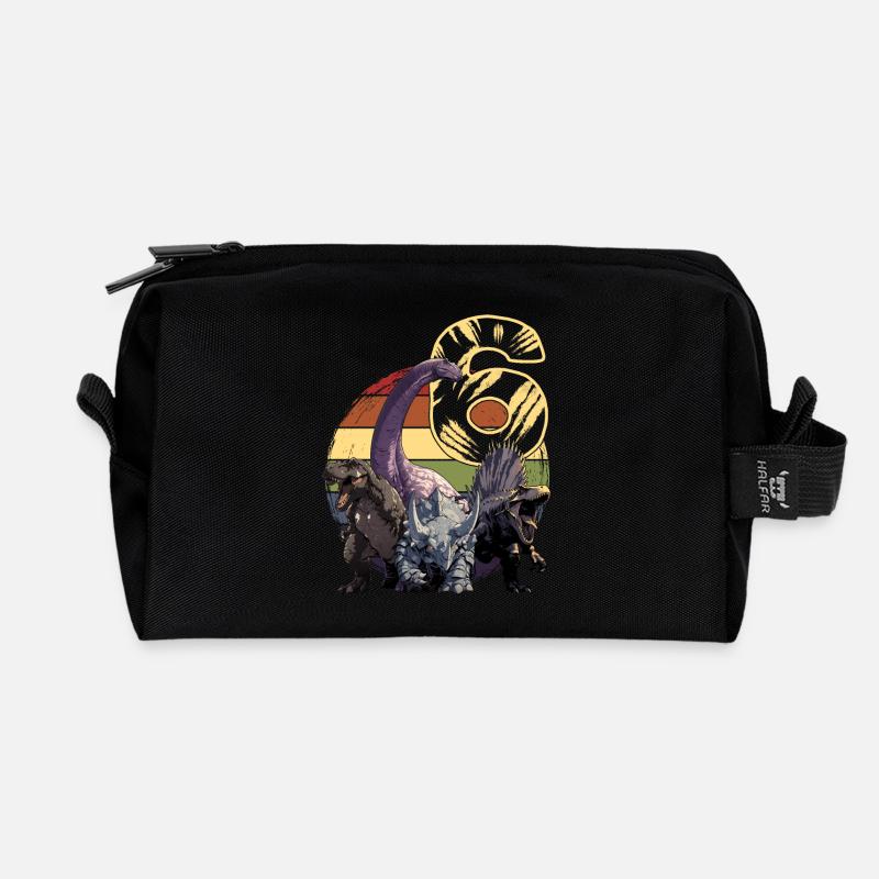 Coole Dinosaurier 6 Jahre 6. Geburtstag Geschenk - Recycelte Kulturtasche - Schwarz