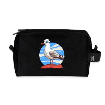 Seagull maritime sailor - Recycled Toiletry Zip Bag - black - Front