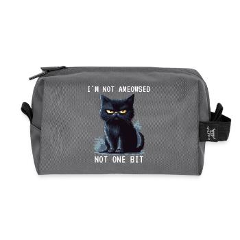 I'm Not Ameowsed Black Cat Pixel Art - Recycled Toiletry Zip Bag - anthracite - Front