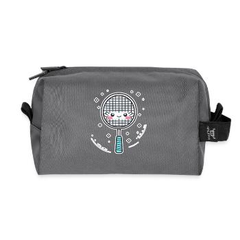 Badmintonschläger Comic Look - Recycelte Kulturtasche - Anthrazit - Vorne