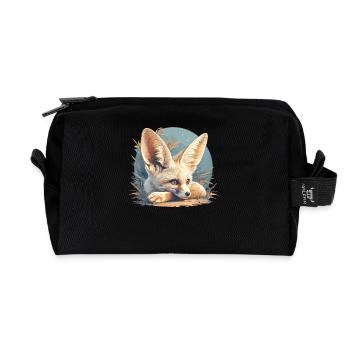 Fennec Renard Fenneks Fennek - Trousse de toilette en tissu recyclé - noir - Devant