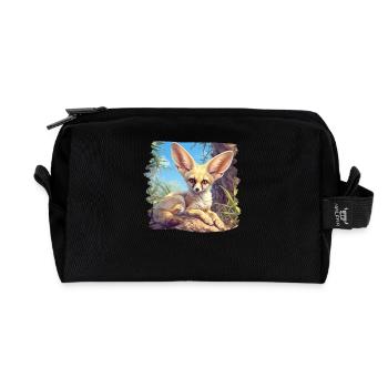 Fennec Fox Fenneks Fennek - Recycled Toiletry Zip Bag - black - Front