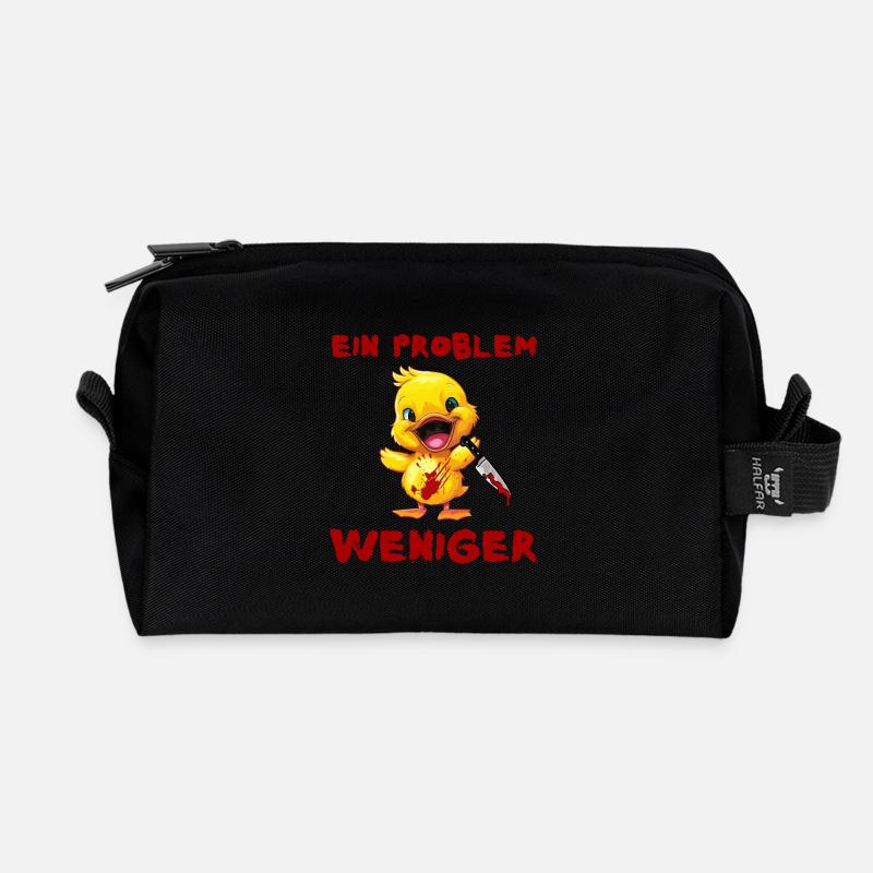 Ein Problem weniger - Ente mit Messer Halloween - Recycelte Kulturtasche - Schwarz