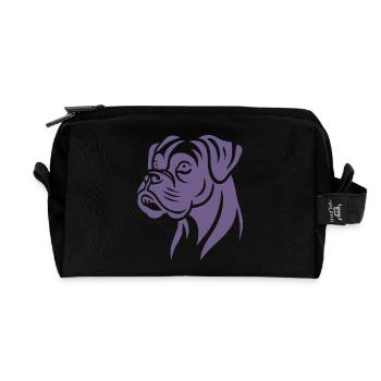Hund Boxer Kopf Silhouette Minimalistisch - Recycelte Kulturtasche - Schwarz - Vorne