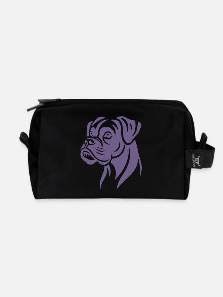 Hund Boxer Kopf Silhouette Minimalistisch - Recycelte Kulturtasche - Schwarz