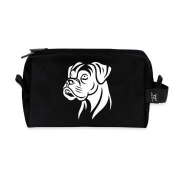 Hund Boxer Kopf Silhouette Minimalistisch - Recycelte Kulturtasche - Schwarz - Vorne