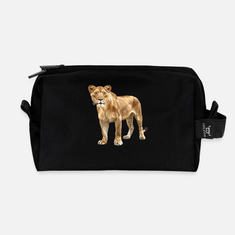 Lioness Löwinnen Löwin - Recycelte Kulturtasche - Schwarz