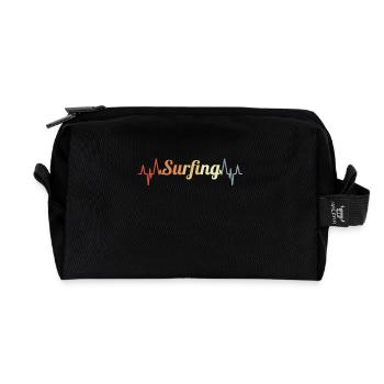 Surfing cardiogram - Recycled Toiletry Zip Bag - black - Front
