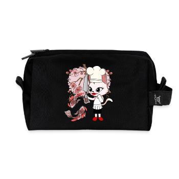 Asie Chat Chaton Cuisiner Poisson Japon Cuisine - Trousse de toilette en tissu recyclé - noir - Devant