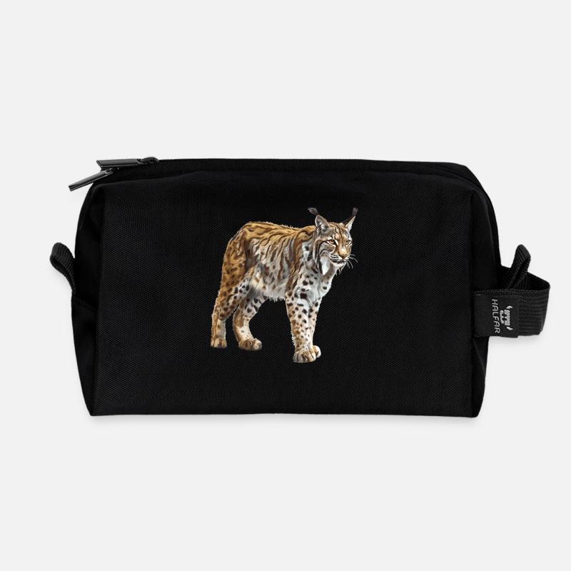 Lynx Luchse Luchs - Recycelte Kulturtasche - Schwarz