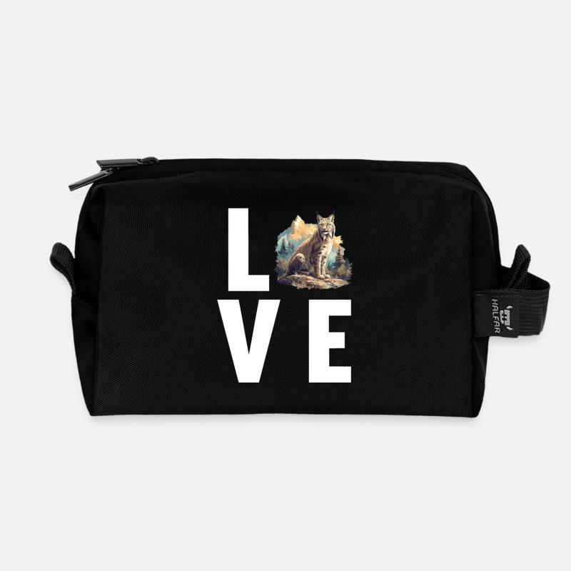 Lynx Luchse Luchs - Recycelte Kulturtasche - Schwarz