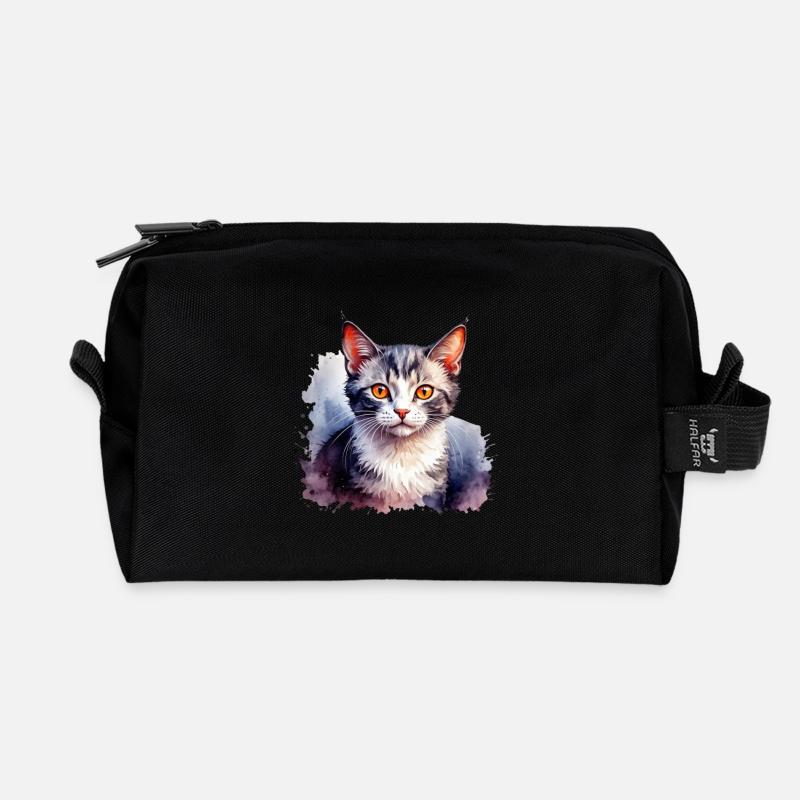 Schönes Katzendesign - Recycelte Kulturtasche - Schwarz