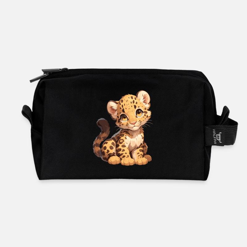 Leoparden Leopard - Recycelte Kulturtasche - Schwarz