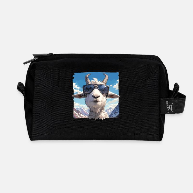 Alpine Goat Bergziegen Bergziege - Recycelte Kulturtasche - Schwarz