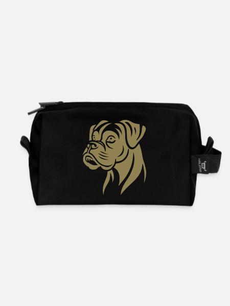 Hund Boxer Kopf Silhouette Minimalistisch - Recycelte Kulturtasche - Schwarz