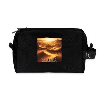 Sahara Désert Sable Dunes Coucher de soleil Paysage - Trousse de toilette en tissu recyclé - noir - Devant