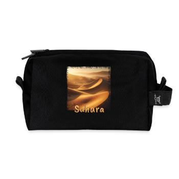 Désert du Sahara : paysage de dunes de sable doré - Trousse de toilette en tissu recyclé - noir - Devant
