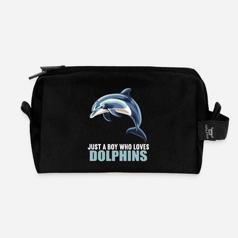 Dolphin Delfine Delfin - Recycelte Kulturtasche - Schwarz