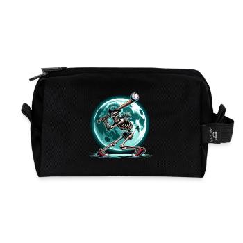 Halloween Baseball Skeleton Horror Baseball Player - Recycled Toiletry Zip Bag - black - Front