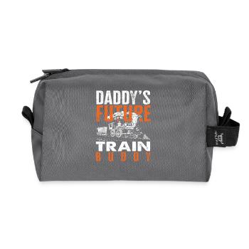 Daddy's Future Train Buddy Locomotive - Recycled Toiletry Zip Bag - anthracite - Front