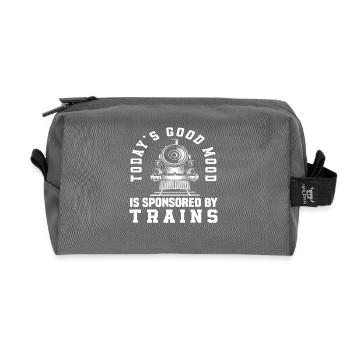 Today's good mood thanks to trains - Recycled Toiletry Zip Bag - anthracite - Front