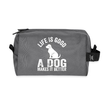 Life Is Funny Good A Dog Makes It Better Dog Lover - Trousse de toilette en tissu recyclé - anthracite - Devant