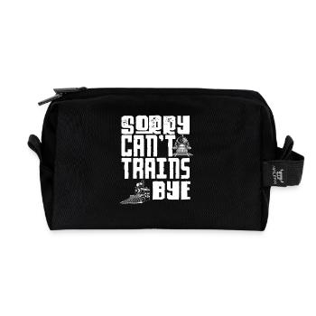 Sorry Can't Trains Bye Eisenbahn Spruch - Recycled Toiletry Zip Bag - black - Front