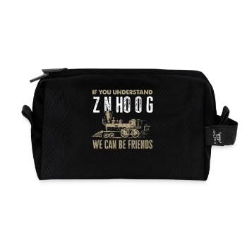 Train Enthusiasts Friends Railway Retro - Recycled Toiletry Zip Bag - black - Front