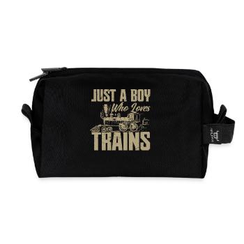 Only a boy who loves trains - Recycled Toiletry Zip Bag - black - Front