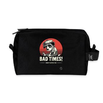 Bad Times, trauriger Vintage retro cartoon Hund - Recycelte Kulturtasche - Schwarz - Vorne