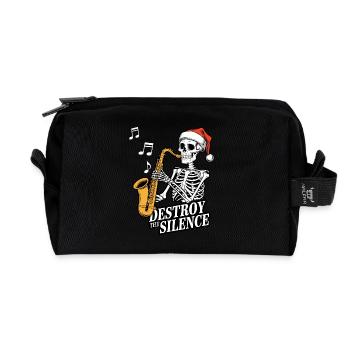 Skelett Saxophon Destroy the Silence Musik - Recycelte Kulturtasche - Schwarz - Vorne