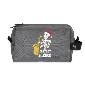 Skelett Saxophon Destroy the Silence Musik - Recycelte Kulturtasche - Anthrazit - Vorne