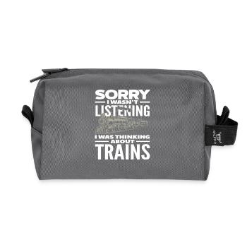 Sorry I've been thinking about trains - Recycled Toiletry Zip Bag - anthracite - Front